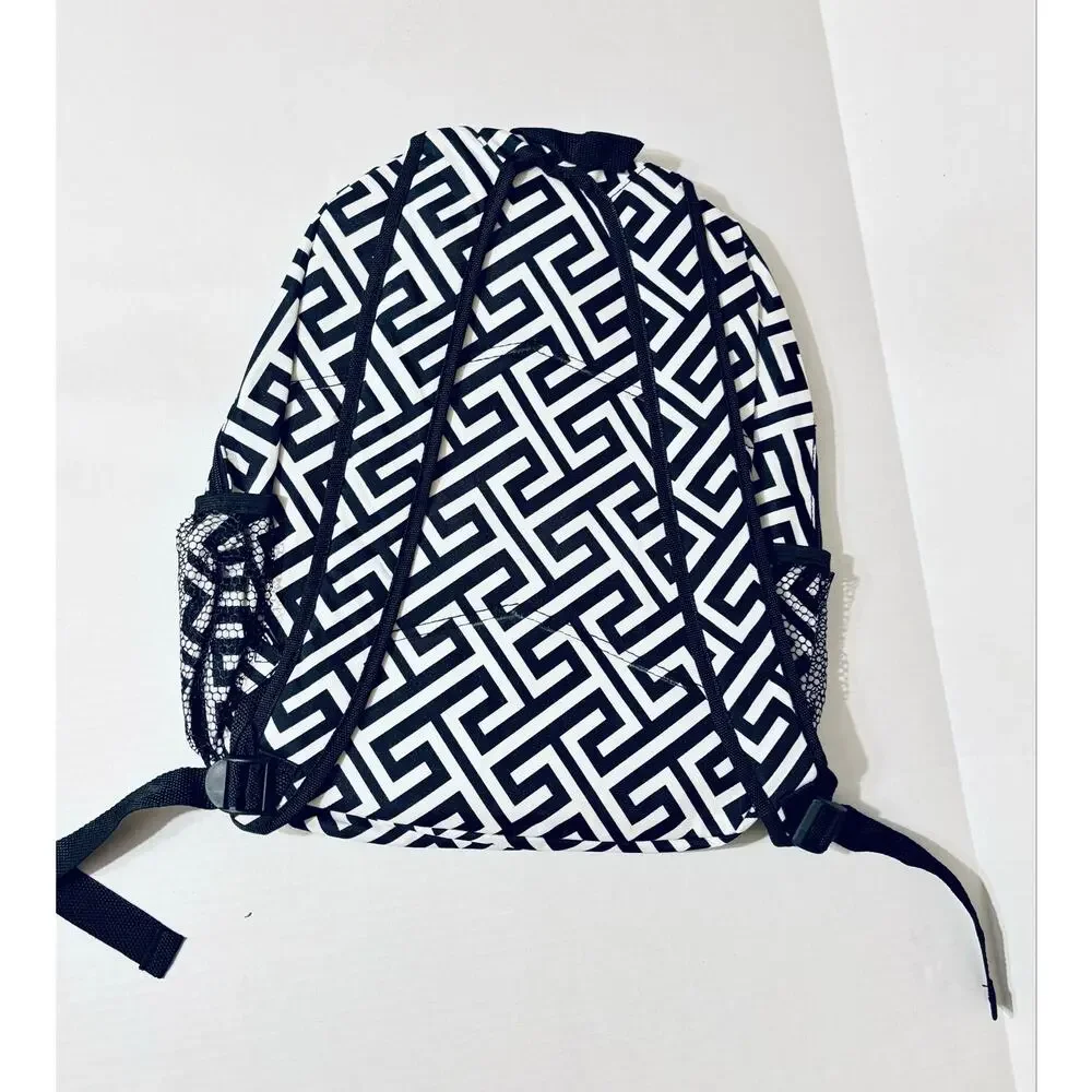 Awesome Retro Chevron black and white full size wide strap backpack weekend bag